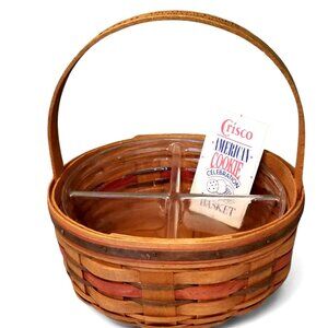 VTG Longaberger American Crisco Cookie Celebration Basket Comb Divided Liner 11"
